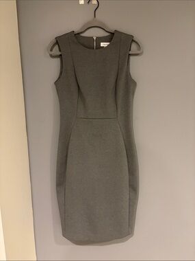 Calvin Klein Sleeveless Gray Ponte Sheath Dress